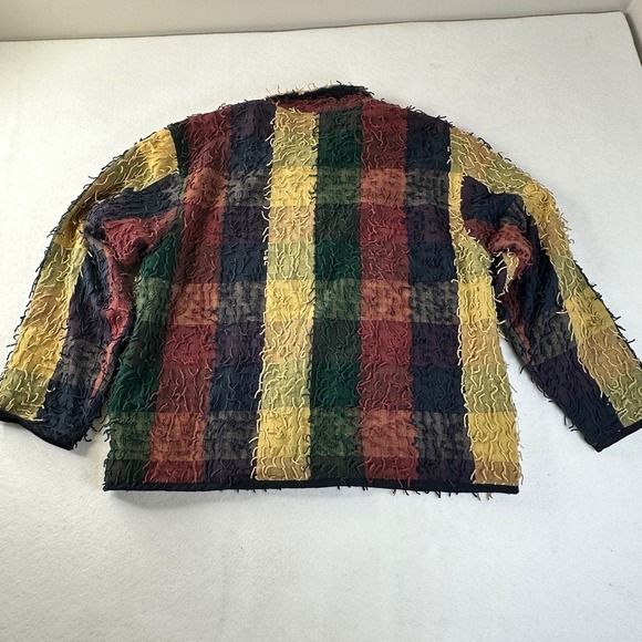 BSA Womens Plaid Textured Button Up Jacket Size L Multi Color - Picture 5 of 7